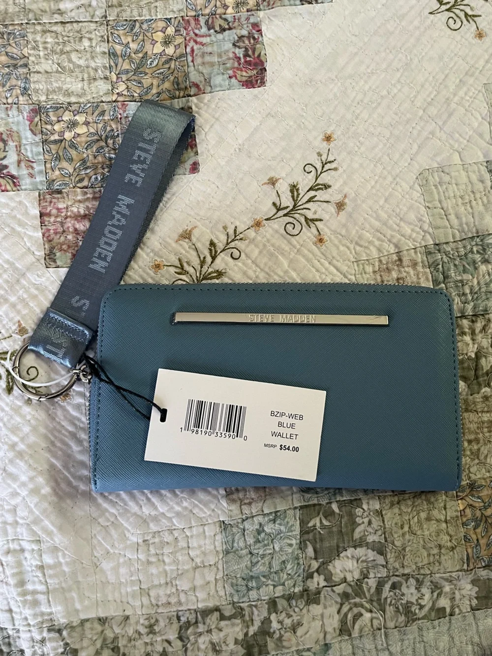 Steve Madden Zip Wallet Wristlet - Steel Blue